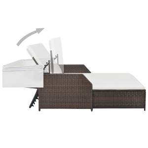 Lettino Prendisole con Tettuccio in Rattan PE, Cuscino in Memory Foam, Arredo da Esterno, Design Contemporaneo, Schienale Solido, Reclinazione Manuale - Product Image 5