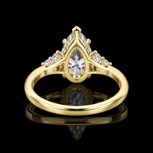 Bague de fiançailles et de mariage vintage en or 10K/14K/18K plaqué rhodium avec diamant de laboratoire taille poire certifié IGI et pierres latérales rondes - Product Image 4