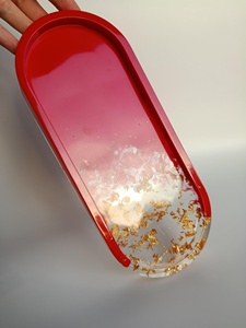 Handmade Resin Jewelry <b>Tray</b> Set with Glossy Durable Finish Lightweight Oval Design Gold Flake for <b>Vanity</b> Decor and Gift Use - Product Image 5