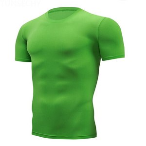 T-shirt à manches courtes pour homme, col rond, séchage rapide, coupe ajustée, uni, bleu marine foncé, polyester - Product Image 6