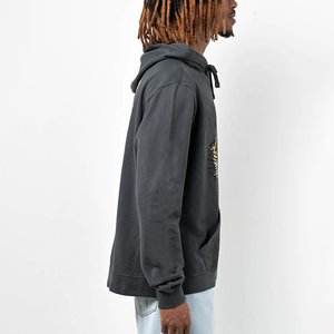 Sudadera con Capucha Negra Unisex con Bolsillo Delantero, Informal, de Felpa Tejida, Transpirable, Corte Holgado, para Invierno, 100% Algodón, 300g - Product Image 3