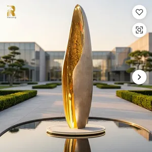 Escultura Abstracta de Acero Inoxidable Dorado de Lujo para Exteriores, Estatua Moderna para Jardín, Hotel, Plaza, Parque, Decoración de Paisajes - Product Image 3