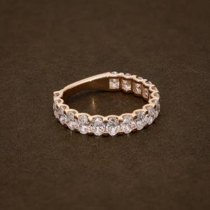Anillo de eternidad con diamantes de corte ovalado en oro rosa, media eternidad, elegante anillo de aniversario para mujer, joyería fina para ella. - Product Image 2
