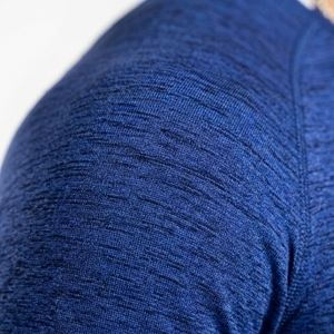 T-shirt de sport à manches longues pour homme, compression, séchage rapide, respirant, coupe ajustée, polyester, bleu - Product Image 5