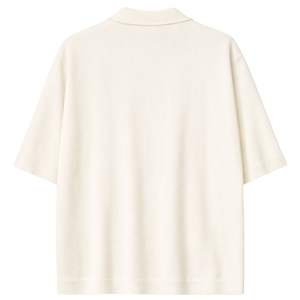 Chemise boutonnée côtelée pour homme, manches courtes, coupe décontractée, haut d'été beige, vente en gros OEM - Product Image 4