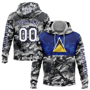 Sweat-shirt à capuche sportif camouflage blanc-marine 3D, nouveau design, drapeau de Sainte-Lucie, vente en gros directe pour l'industrie - Product Image 1