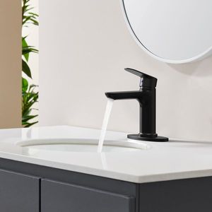 Rubinetto da Bagno Nero Opaco Monocomando a 1 o 3 Fori, Montaggio su Piano, con Due Tubi da 9/16 Pollici per Lavanderia - Product Image 2