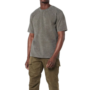 เสื้อยืด OEM คุณภาพสูง ผ้าฝ้าย 100% ล้างสีแบบแอซิด ทรงเรียบ สตรีทแวร์ แห้งเร็ว สไตล์วินเทจ เป็นมิตรกับสิ่งแวดล้อม ระบายอากาศได้ดี ขายส่ง - Product Image 3