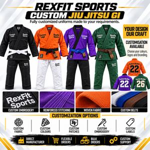 ชุดยูโด Rexfit Sports แบบสั่งพิมพ์หมายเลขได้ ผ้าฝ้ายสีขาว ทรงหลวม แขนยาว คอตั้ง น้ำหนักเบา เหมาะสำหรับศิลปะการต่อสู้ - Product Image 5