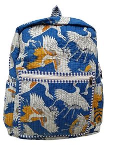 Cotton Quilted Unisex <b>Backpack</b> Hand Block Floral Printed Design Stylish Eco-Friendly Bag for School Travel and Everyday Advent - Product Image 2