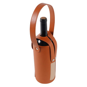 Porta Botellas de Vino de Cuero Salva, Diseño en Relieve Rojo, Porta Botellas Individual con Asa, 140g, Estuche de Viaje Portátil - Product Image 2
