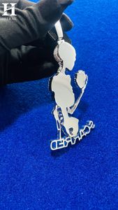 Collar de joyería hip hop personalizado con colgante de calavera con corazón de rubí y diseño de esqueleto con cicatriz sosteniendo un corazón, para hombre - Product Image 5