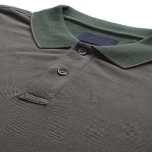 Polo à manches courtes gris foncé pour homme, en coton piqué respirant, tricoté, couleur unie, coupe classique - Product Image 4