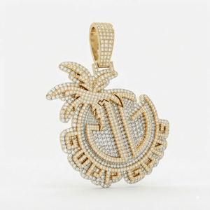 Hip Hop Style Custom Rose Gold Plated 925 <b>Silver</b> Double Layer Iced <b>Initial</b> Letter Moissanite Diamond Big Pendant <b>Necklace</b>-Party - Product Image 1