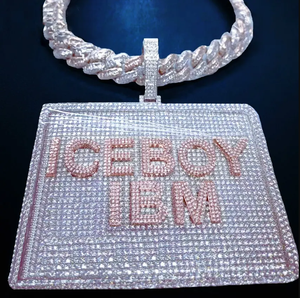 Customized ICEDJEWELZ 925 Sterling <b>Silver</b> Gold Plated Brilliant Cut Iced Moissanite Claw Setting Pendant Charms Hip Hop Style - Product Image 2