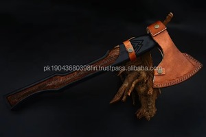 Hache à fendre à double lame en acier au carbone de qualité industrielle MS Enterprises, tête gravée à la main, manche en bois, fabrication artisanale - Product Image 3