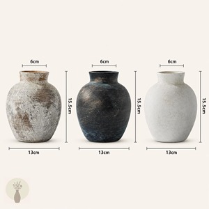 Vase de table en céramique rustique, finition mate, fait main, largeur 8-16 pouces, 8-12 pouces, conçu pour la décoration intérieure - Product Image 3