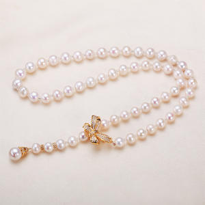 Collier en perles d'eau douce authentiques de Zhuji pour filles, long nœud décoratif avec chaîne de clavicule pour l'automne et l'hiver - Product Image 4