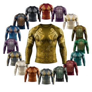 T-shirt de compression à manches courtes avec logo personnalisé, imprimé en 3D, pour entraînement et surf, coupe ajustée, protection UV – Meilleures ventes - Product Image 1