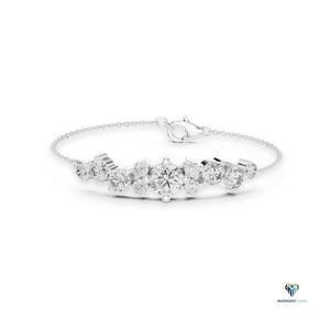 3.03 CT White <b>Gold</b> Round Lab Grown Diamond Graduated Bracelet in 14K <b>Solid</b> <b>Gold</b> - Product Image 1