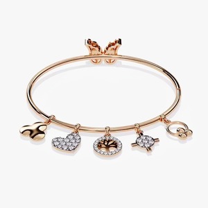 New Heart Vintage Design Multi Shape Moissanite Diamond Bracelet Unisex Yellow Gold Plated at Reasonable Price For Export - Product Image 2