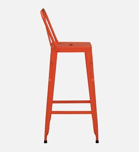 Becky PU Leather <b>Adjustable</b> Modern Industrial Metal Bar <b>Stool</b> Orange Color Counter <b>Height</b> Kitchen Furniture Powder Coated Steel - Product Image 2