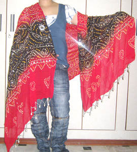 Écharpe bandage hani en coton, foulard de couleur noire et rouge - Product Image 3