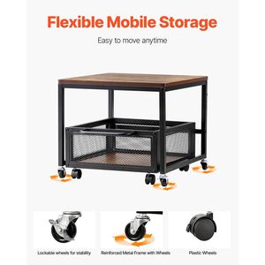 Mini frigo marrone chiaro Cart portaoggetti da 198 libbre con ruote girevoli e caratteristiche del carrello - Product Image 4