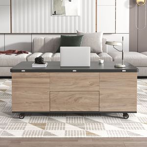 Tavolino da Caffè Moderno Multifunzionale con Piano Sollevabile, Cassetti e Ripiani, Arredamento Pratico ed Elegante - Product Image 2