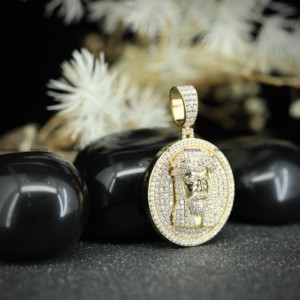 Pendentif Jésus en Moissanite, Argent Sterling 925 Plaqué Or, Style Hip Hop Iced Out pour Hommes, Bijoux - Product Image 3