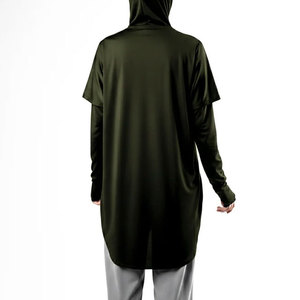 Summer Wear Athletic Sports Yoga <b>Top</b> <b>Longline</b> Curved Design Women Seamless Quick Dry Stretchable Oversize <b>Long</b> <b>Sleeve</b> Shirt - Product Image 5