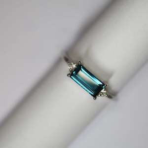 Bague de fiançailles vintage Art Déco en argent sterling 925 avec topaze taille ovale et baguette, certifiée IGI, pierre de naissance de novembre pour femme - Product Image 5