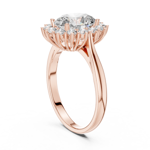 Bague de fiançailles de luxe en alliage avec moissanite taille ovale et halo, sertie de griffes en or rose 18 carats pour femme - Product Image 5