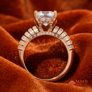 Round Cut Moissanite Engagement Ring Rose Gold Plated Multi Row Pave Band Wedding Ring Jewelry <b>Gift</b> - Product Image 3