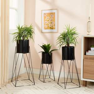 Support de pot de fleurs en métal Solimo avec support de plante en métal haut, support de plante décoratif pour intérieur et extérieur avec pot de fleurs - Product Image 2