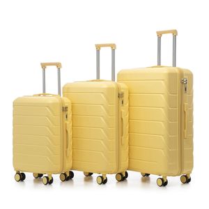 ABS Spinner <b>Wheel</b> Luggage Set 3pcs 20/24/28\" Matching Yellow Color <b>with</b> Combination <b>Lock</b> - Product Image 1