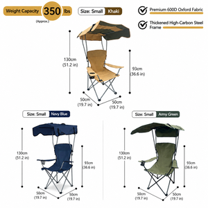 Chaise de camping pliante en aluminium portable pour l'extérieur avec auvent pare-soleil, légère et pliable pour la salle de sport et le jardin - Product Image 5