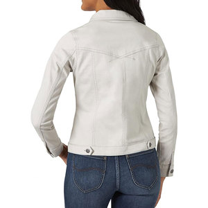 Chaqueta vaquera azul para mujer al por mayor, estilo universitario, ajustada, tallas grandes, de algodón y elastano, OEM ODM personalizada - Product Image 2