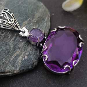 Hermoso colgante de amatista, plata de ley 925, joyería hecha a mano, regalo para mujer, cumpleaños, diseño elegante y lujoso - Product Image 4