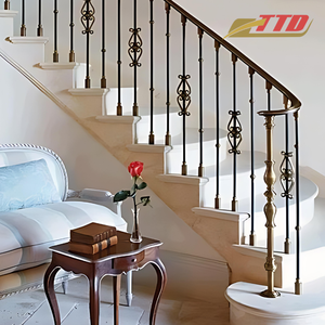 Rampe d'escalier en fer forgé sur mesure pour villas, hôtels et maisons de luxe avec un design décoratif élégant en fer forgé - Product Image 4