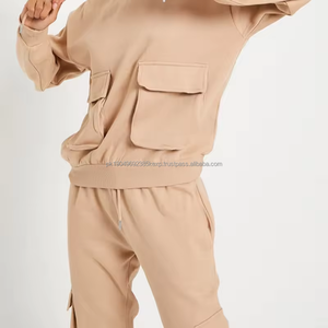 ชุดวอร์ม2ชิ้นสำหรับผู้หญิงชุดวอร์มกระเป๋าคาร์โก้และกางเกงแฟชั่น - Product Image 5