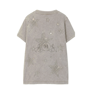 Camiseta Personalizada para Hombre con Logotipo Frontal en Pedrería y Estampado Brillante, 100% Algodón Grueso, Transpirable, Casual y a la Moda - Product Image 3