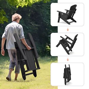 Sedia Adirondack Resistente alle Intemperie per Esterni, Sedia da Giardino Pieghevole in HDPE - Product Image 4