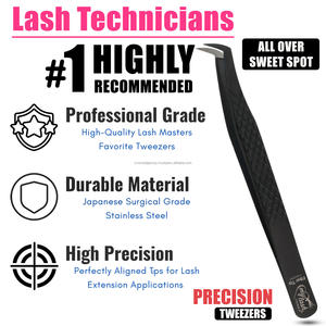 Best Lash Extension Tweezers Fiber Tip 90° Boot Volume Lash Tweezers Stainless Steel <b>Precision</b> <b>Tool</b> - Product Image 3