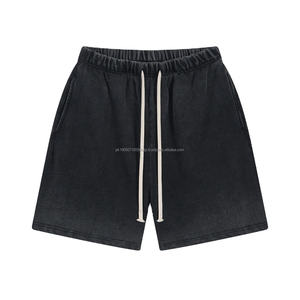 Short de jogging d'été personnalisé short de survêtement en coton éponge française baggy en détresse short de délavage à l'acide avec broderie de strass d'impression bouffante pour hommes - Product Image 3