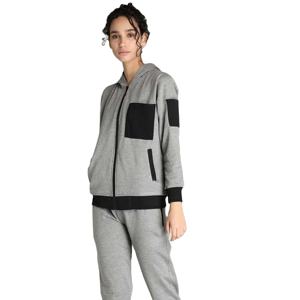 Chándal de dos piezas verde bosque de ajuste relajado para mujer, todas las tallas 100%, Sudadera con capucha de algodón con hombros caídos y cremallera con logotipo - Product Image 1