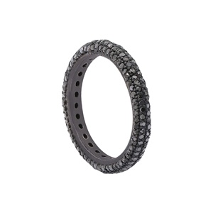 Bague éternité en argent sterling 925 plaqué rhodium noir avec pavé de diamants noirs naturels |   Bijoux fins faits à la main, cadeau pour femmes - Product Image 3