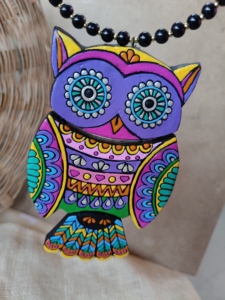 Handmade Terracotta Owl Necklace <b>Set</b> Earrings | Colorful Ethnic Wedding Jewelry <b>Set</b> | Trendy Boho Tribal Fashion Women's - Product Image 4
