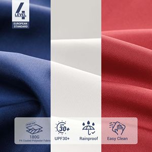 Ombrellone da Esterno 7.5FT a 6 Stecche Rosso/Avorio/Blu Navy, Set da 3 Pezzi con Base per Giardino - Product Image 6