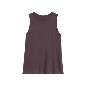 Venta al por mayor OEM: Top sin mangas personalizado para mujer, estilo casual, holgado, liso, de mezcla de algodón suave con cuello redondo, ideal para el verano. - Product Image 1